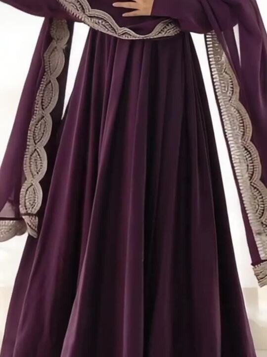 Elegant Purple Anarkali Gown with Dupatta for Women