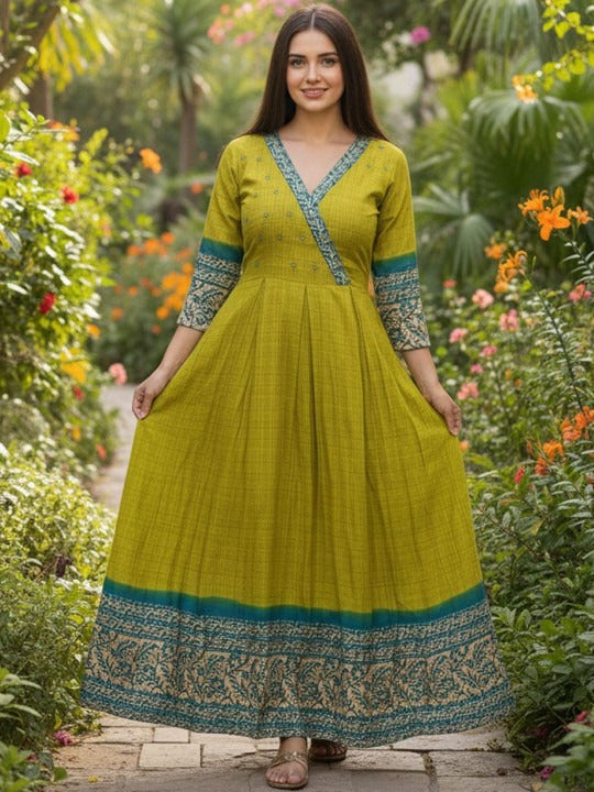 Floral Printed Anarkali Kurti Dress for Women