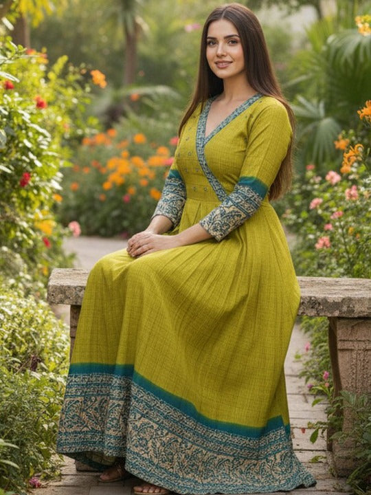 Floral Printed Anarkali Kurti Dress for Women