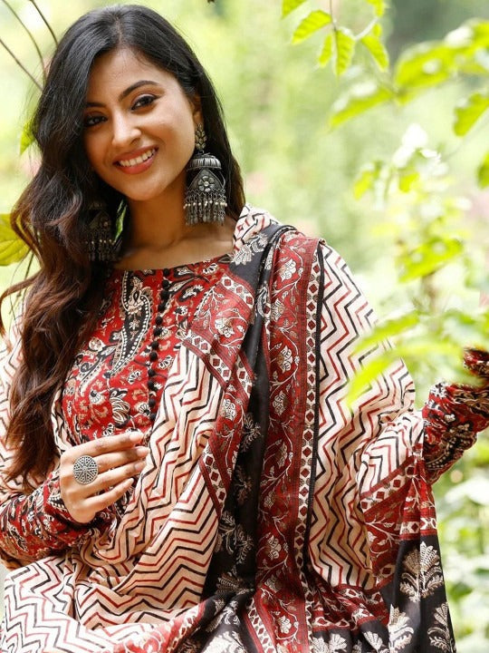 Floral Printed Anarkali Suit Set for Women