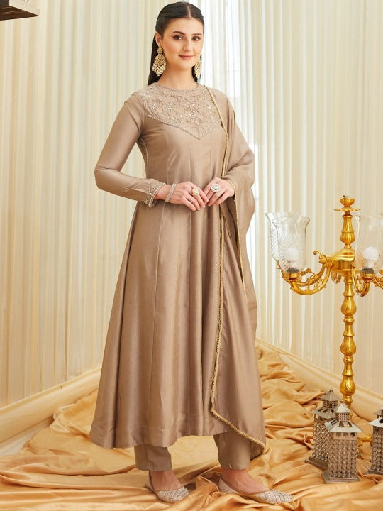 Elegant Beige Anarkali Suit Set for Women