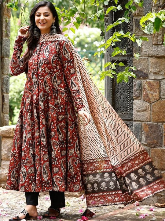 Floral Printed Anarkali Suit Set for Women