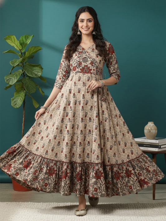 Floral Printed Anarkali Dress for Women