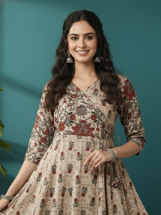 Floral Printed Anarkali Dress for Women