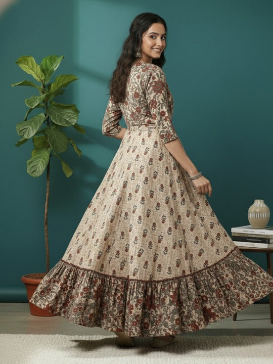 Floral Printed Anarkali Dress for Women