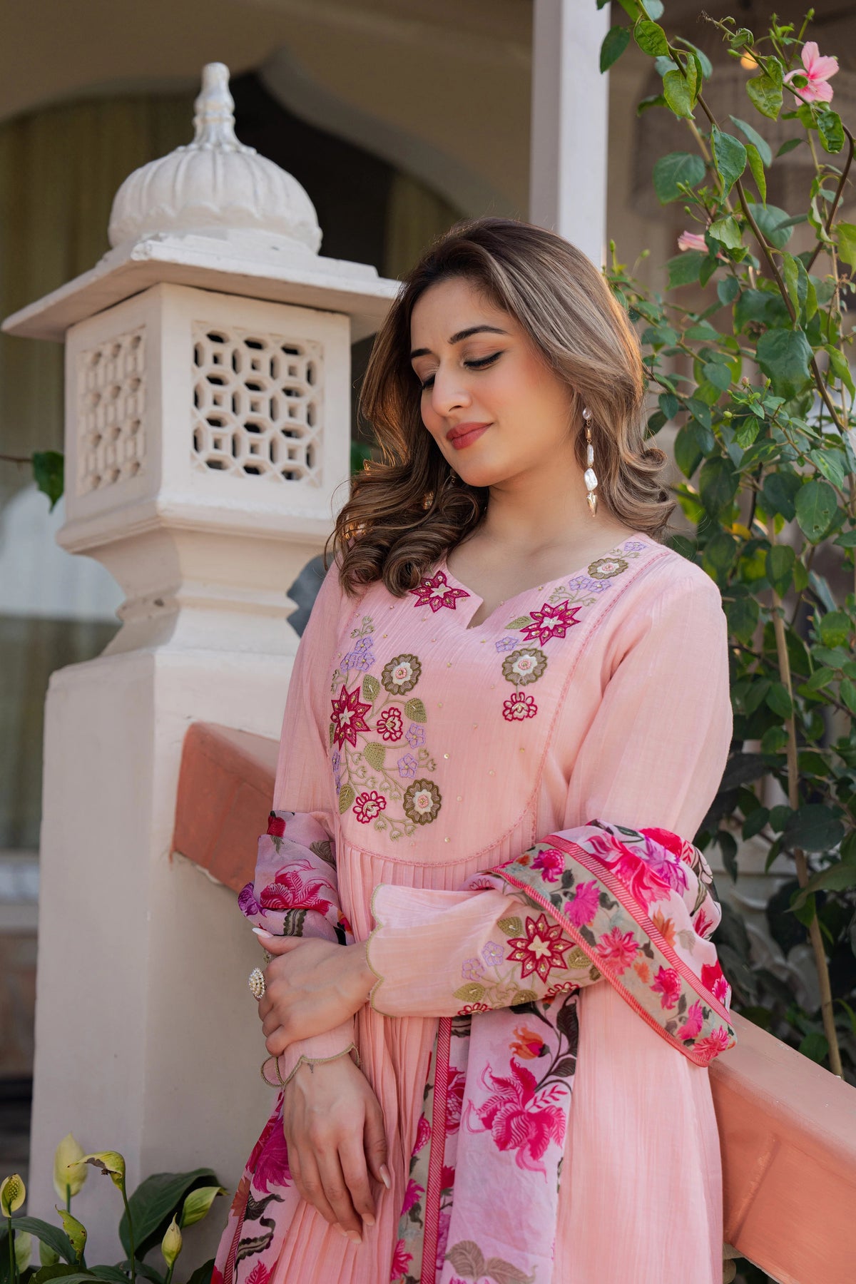Elegant Maroon Printed Anarkali Suit Set with Dupatta for Women
