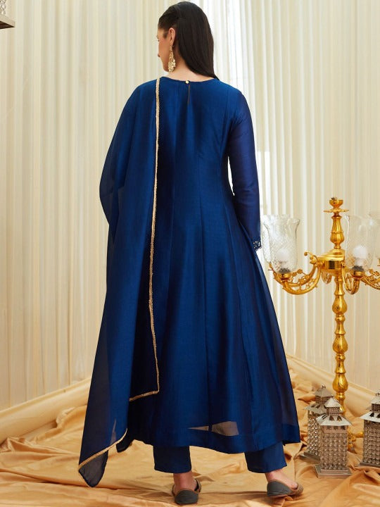 Elegant Navy Blue Anarkali Suit Set for Women