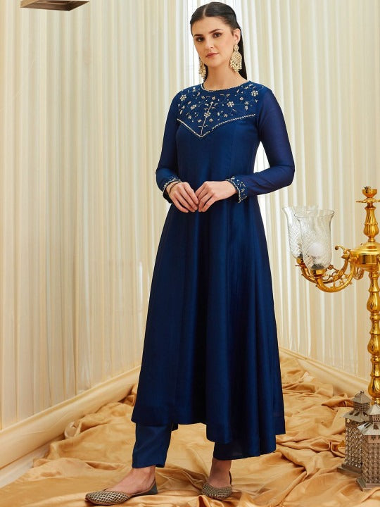 Elegant Navy Blue Anarkali Suit Set for Women
