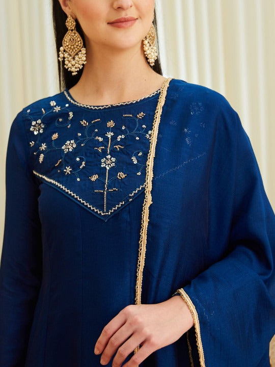 Elegant Navy Blue Anarkali Suit Set for Women