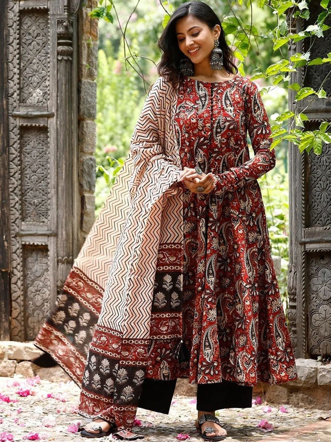 Floral Printed Anarkali Suit Set for Women