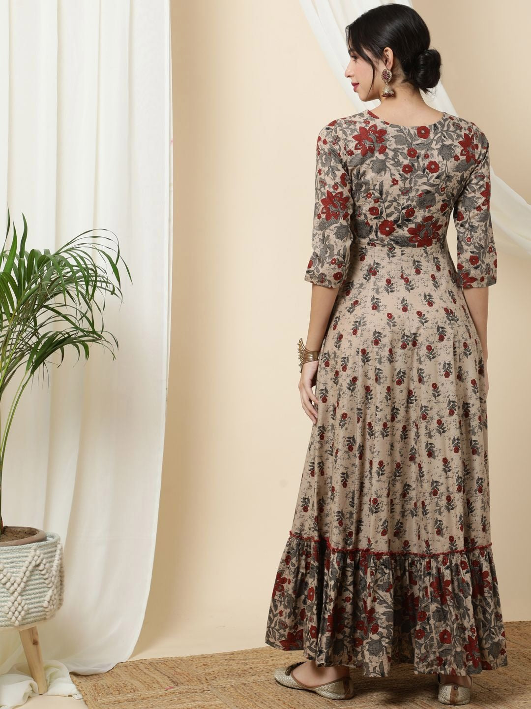Floral Printed Anarkali Dress for Women