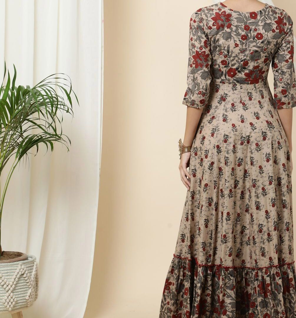 Floral Printed Anarkali Dress for Women